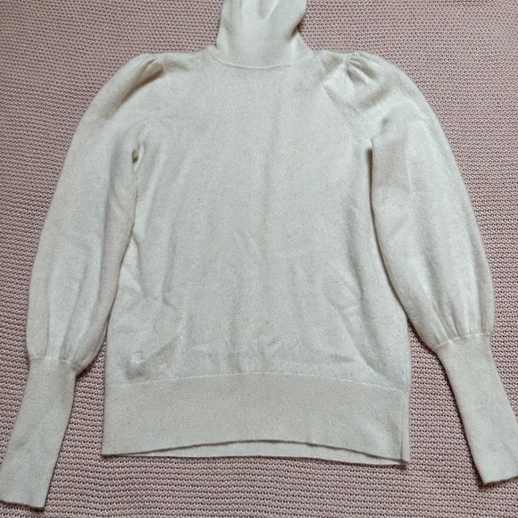 Ralph Lauren Cream cashmere Turtleneck Sweater with Puffed Sleeves - Picture 1 of 2